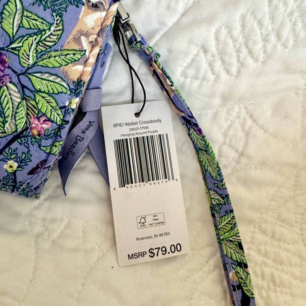 Vera Bradley Lilac Purple Rare Sloth Floral Wallet 🦥 - Picture 2 of 4